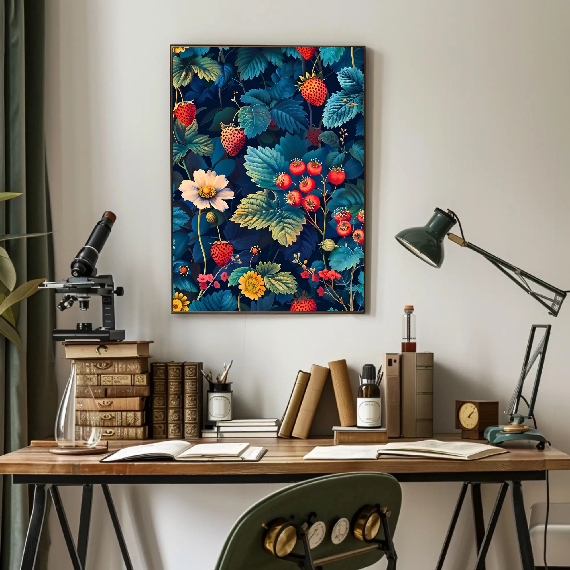 Botanical Strawberry Art Print: Abstract or Artistic Poster