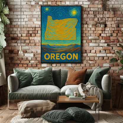 Oregon Starry Night Poster