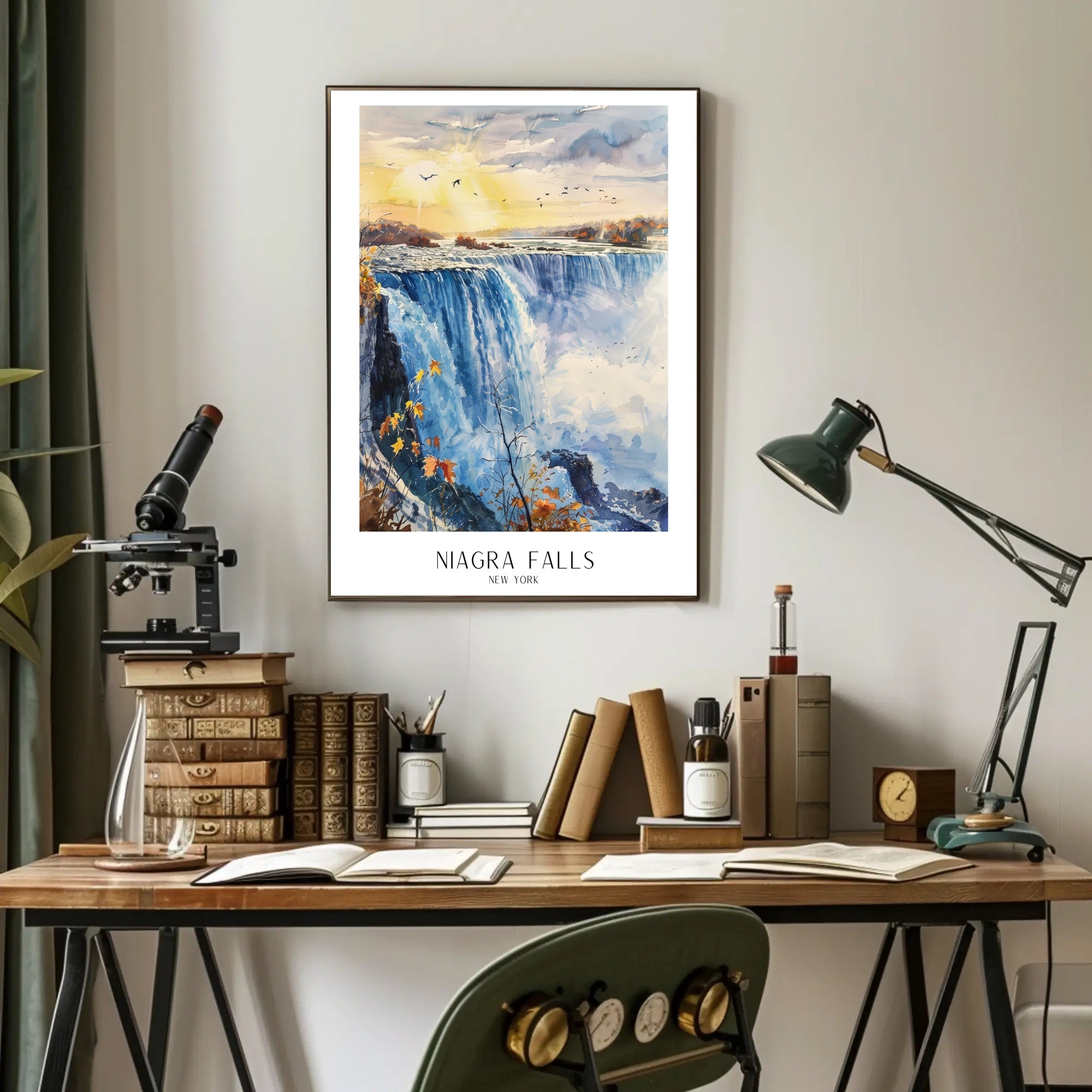 Niagara Falls New York Watercolor Scenic Travel Poster PosterGoat