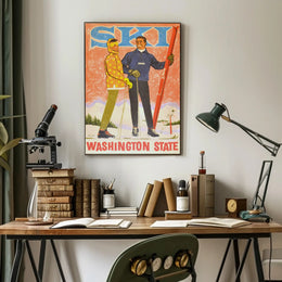 Skiing Adventure in Washington State Vintage Sports Poster PosterGoat