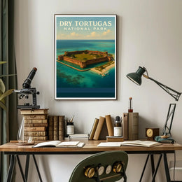 Dry Tortugas Travel Poster Vintage Coastline Print