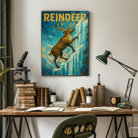Majestic Reindeer Adventure Animal Poster