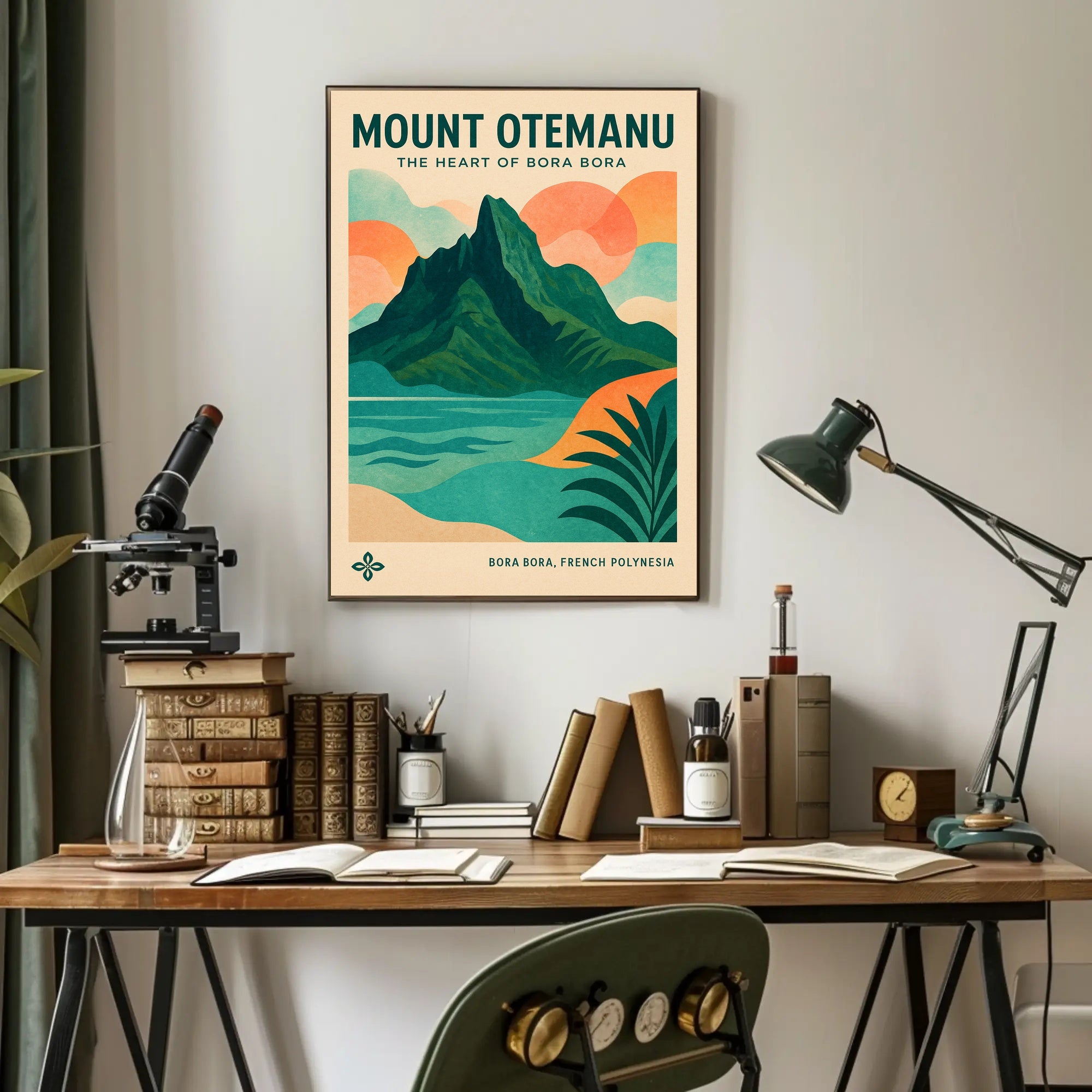 Mount Otemanu Vintage Travel Illustration Poster PosterGoat