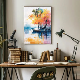 Vintage Car and Retro Architecture Art Poster