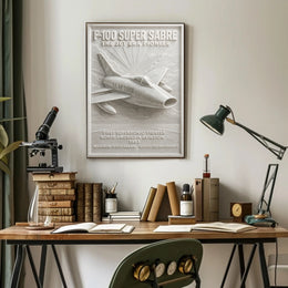 F-100 Super Sabre Vintage Military Aviation Art Poster