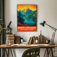 North Cascades Sunrise Adventure Vintage Poster