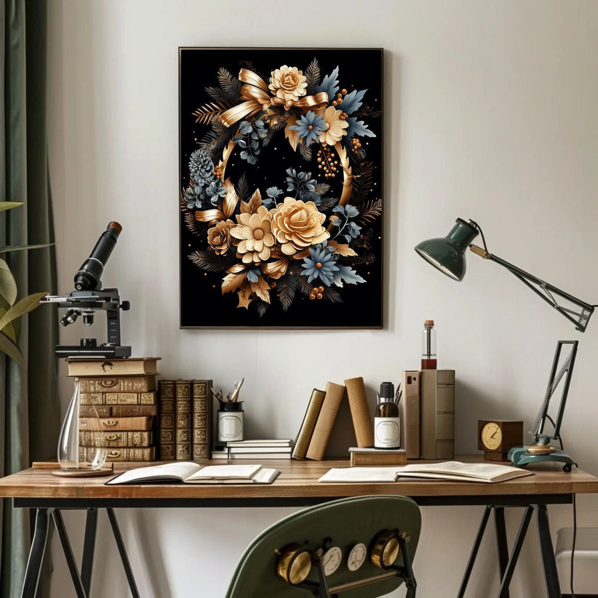 Luxurious Floral Wreath Artwork Print - Abstract or Artistic Poster