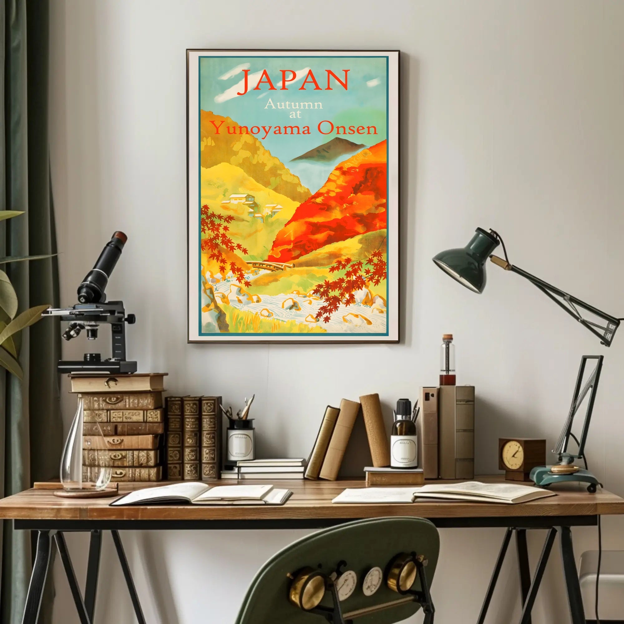 Yunoyama Onsen Travel Poster Celebrates Japanese Autumn Scenery