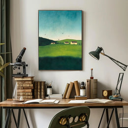 Serene Countryside Landscape Poster Minimalist Wall Art