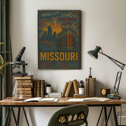 Kansas City Missouri Western Auto Urban Grunge Travel Poster