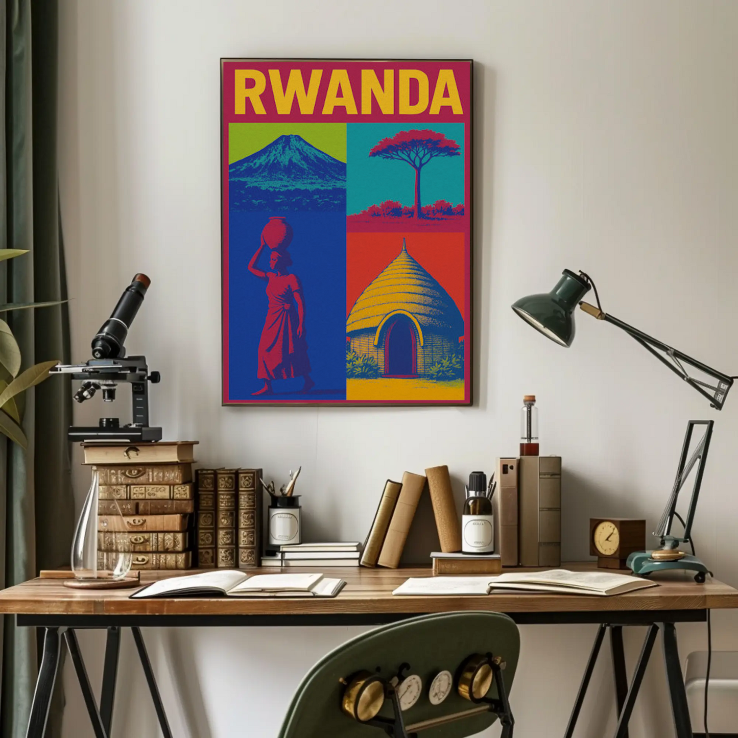 Rwanda Pop Art Iconic Scenes Poster Travel