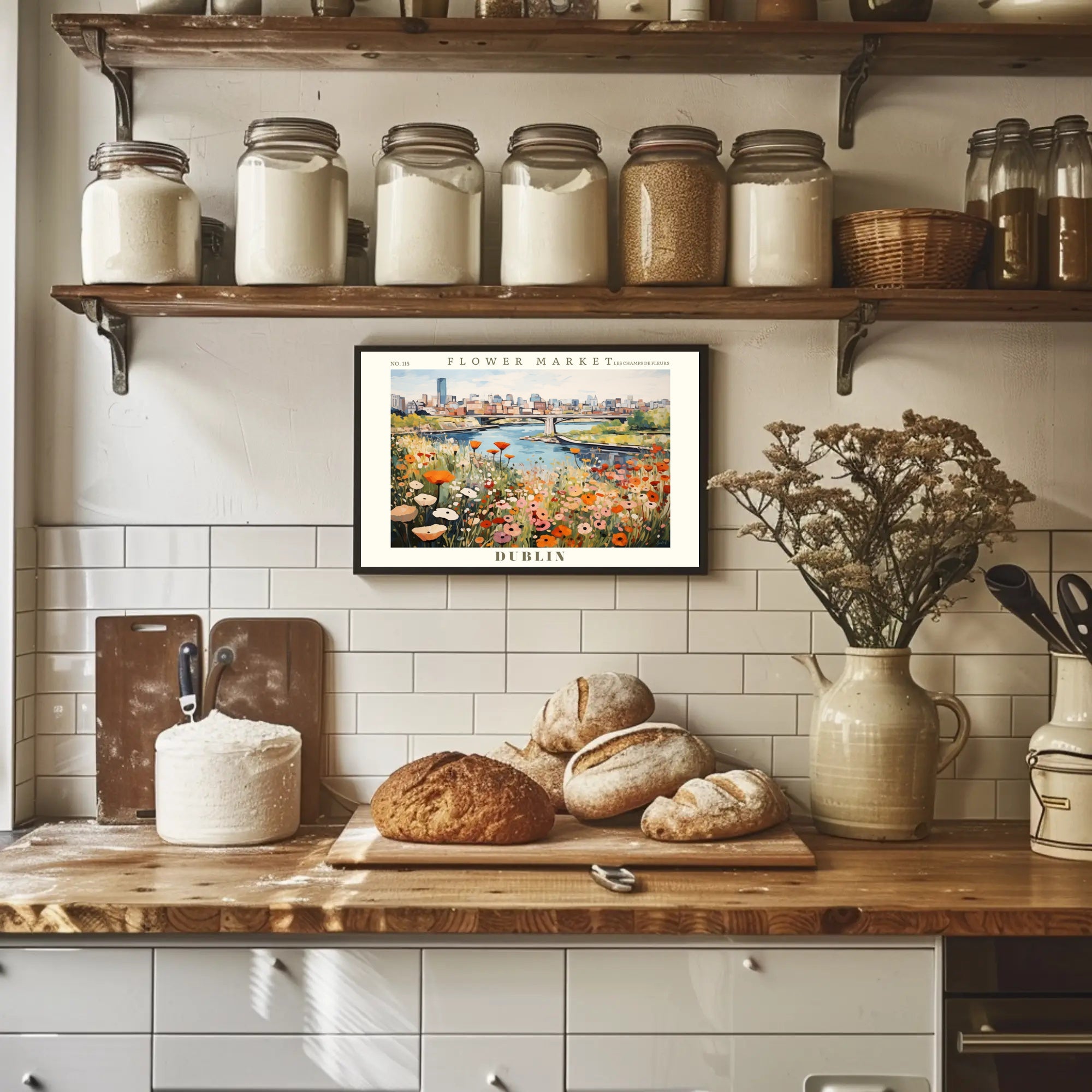 Vibrant Dublin Flower Market Impressionistic Urban or Cityscape Poster