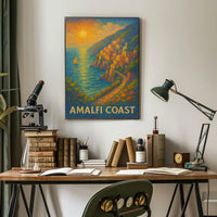 Amalfi Coast Poster Wall Art 18x24 Inch Print Coastal Decor