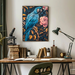 Vibrant Parrot Floral Paradise Poster Art