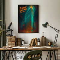 Flatiron Building New York: Surreal Neon Urban Cityscape Poster