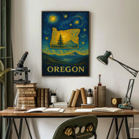 Oregon's Dreamy Landscape in Van Gogh's Style Artistic Poster