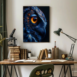 Mystical Owl Eye: Surreal Wildlife Art Poster