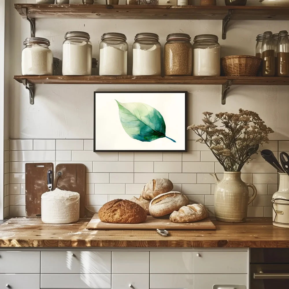 Elegant Watercolor Leaf Art Poster for Tranquil Spaces