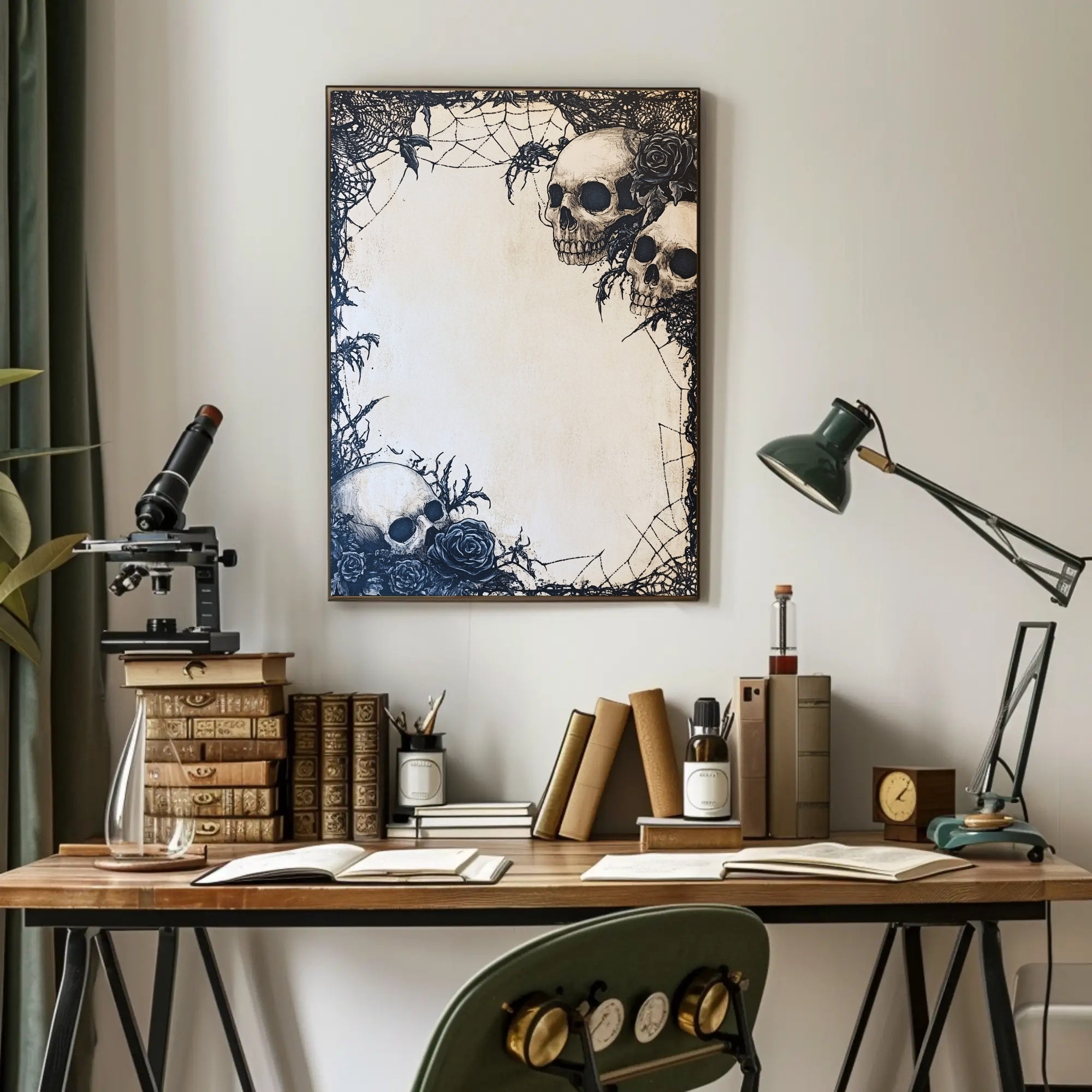 Gothic Skulls And Roses Poster