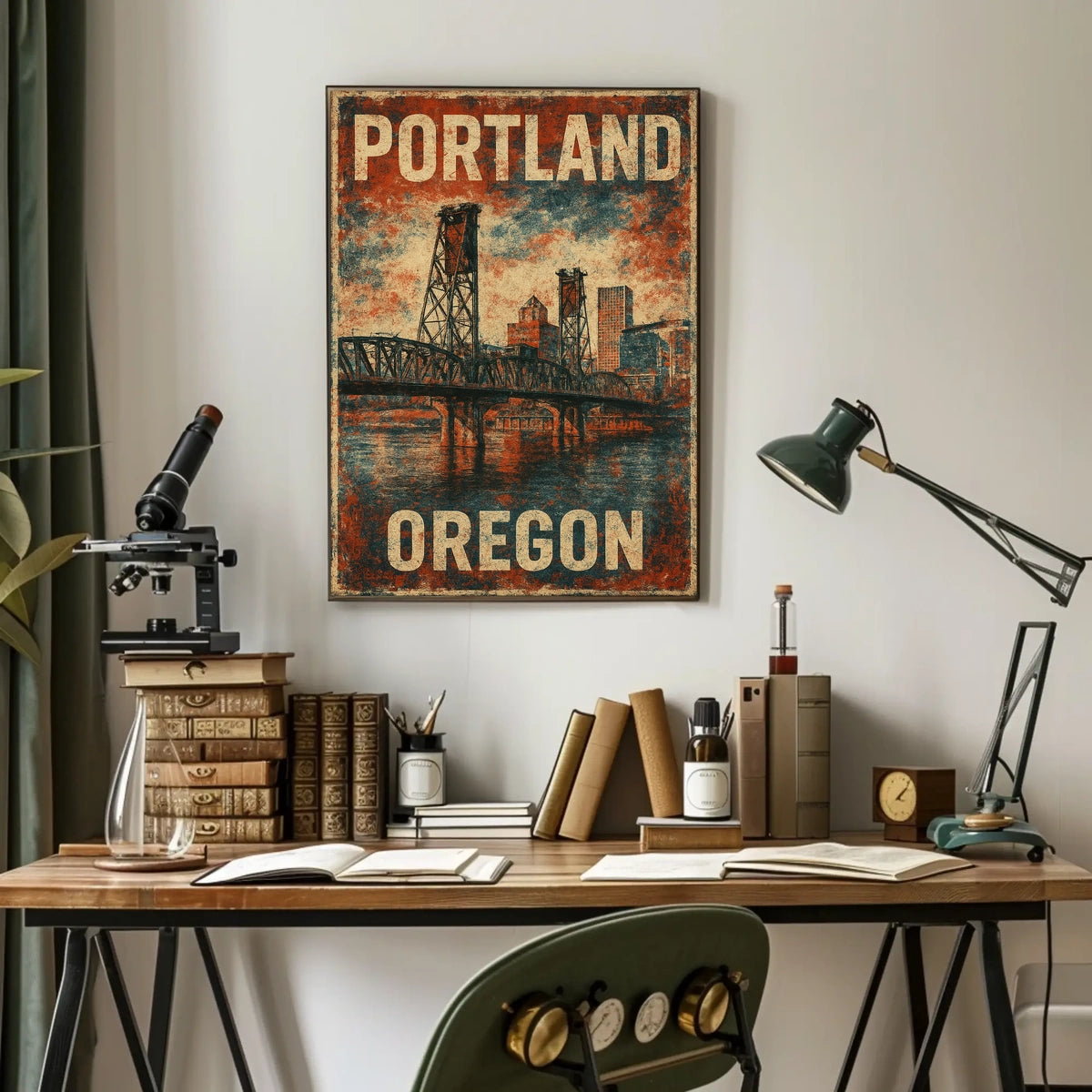 Wanderlust Portland Travel Vintage Poster