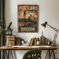Wanderlust Portland Travel Vintage Poster