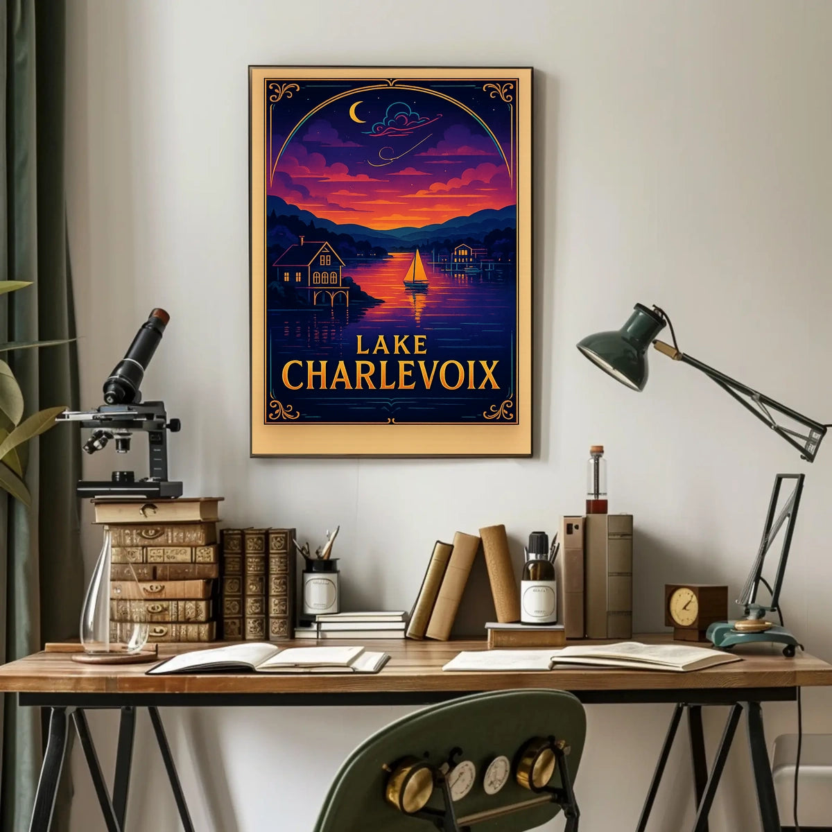 Lake Charlevoix Sunset View - Travel Poster