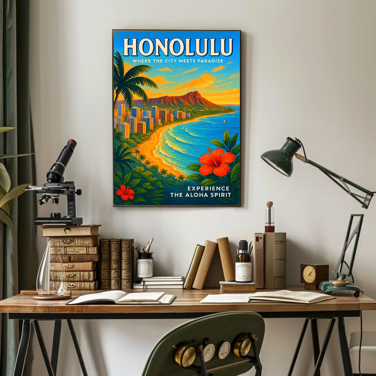 Honolulu Where the City Meets Paradise Poster
