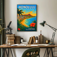 Honolulu Where the City Meets Paradise Poster