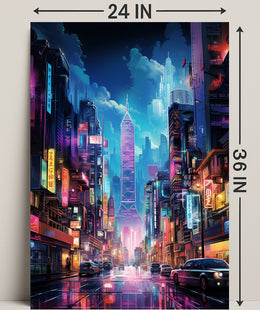 Neon Cityscape Poster