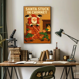Santa Stuck In Chimney Poster