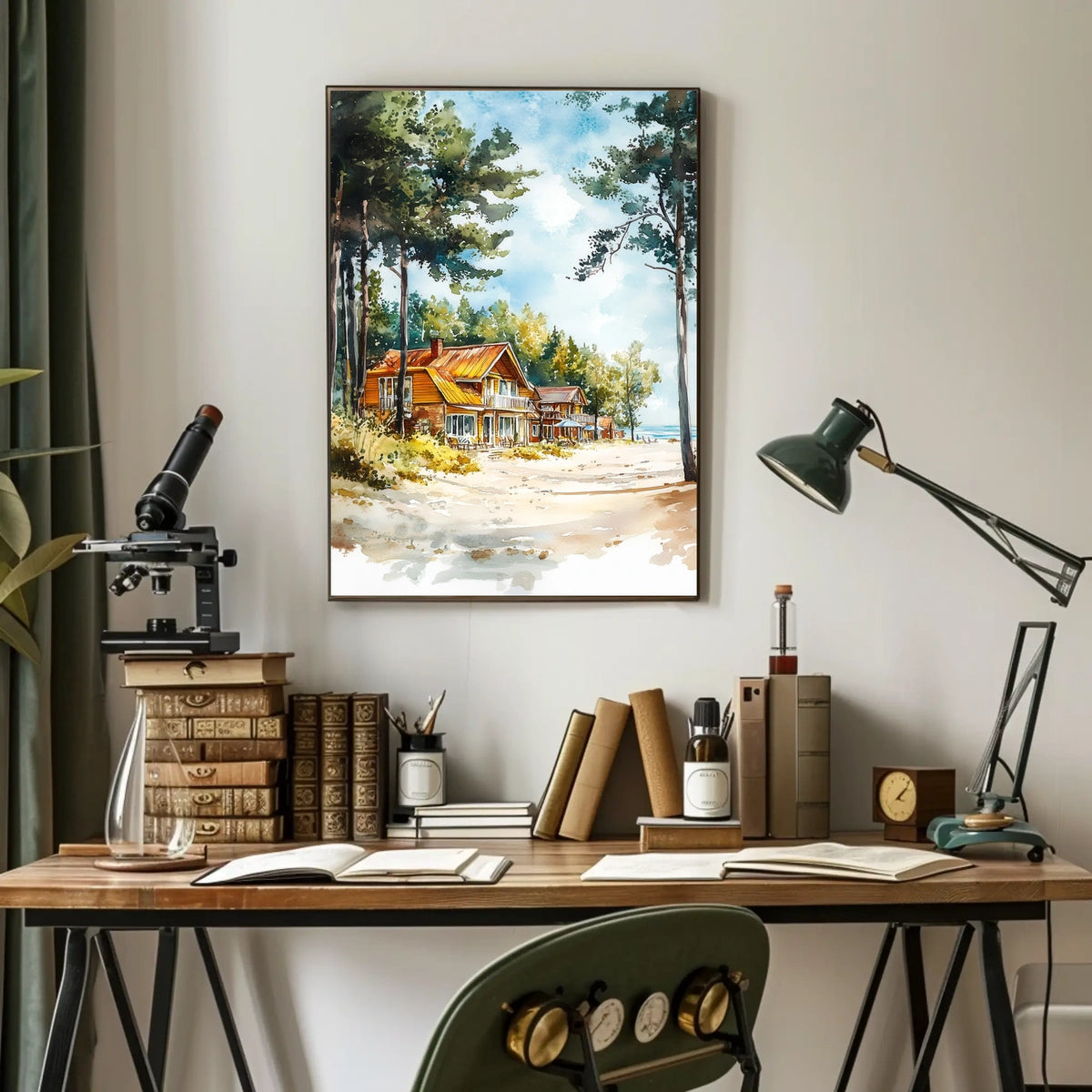 Latvia Jurmala Beach and Wooden Villas Poster