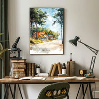 Latvia Jurmala Beach and Wooden Villas Poster