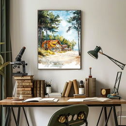 Latvia Jurmala Beach and Wooden Villas Poster
