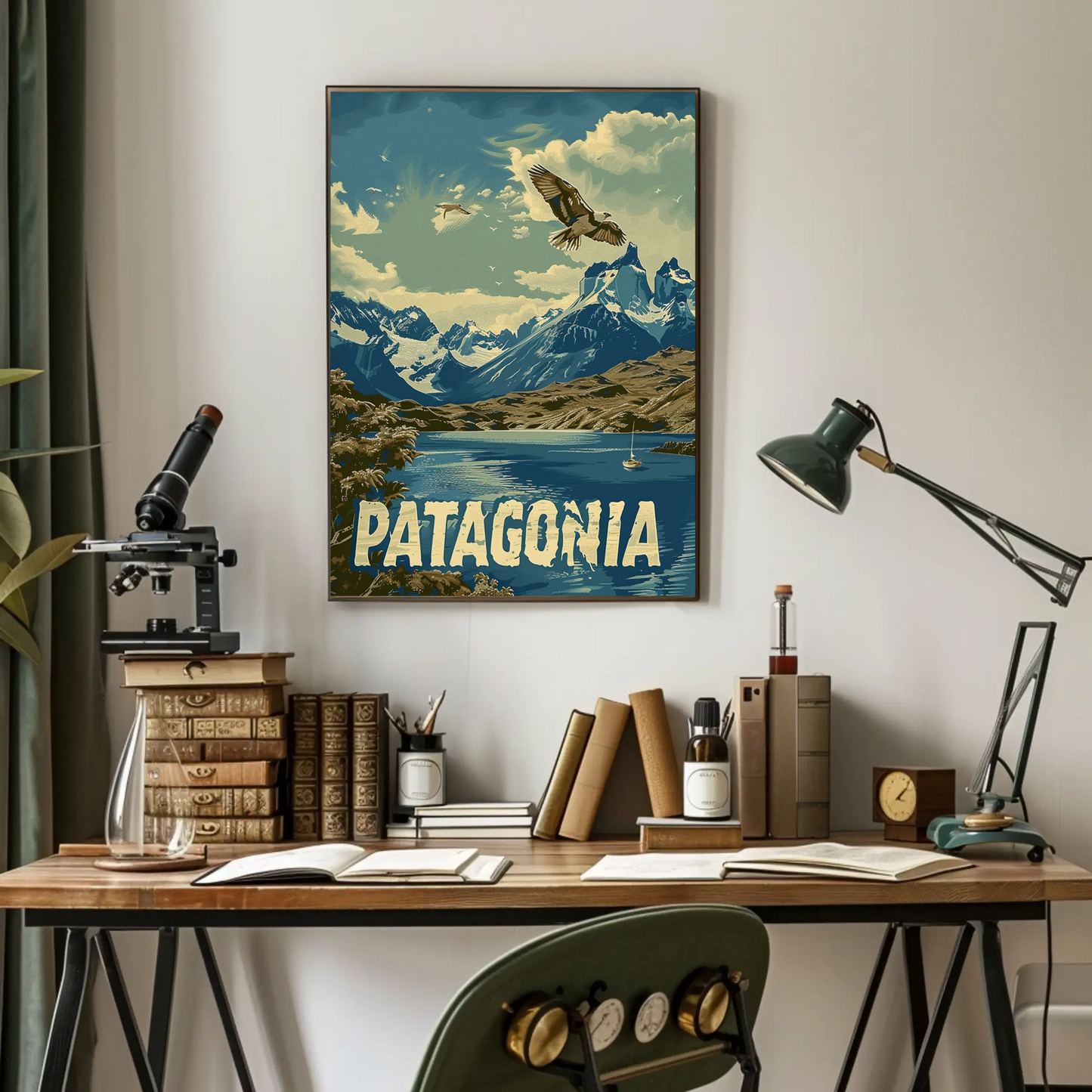 Patagonia Mountains and Condors Travel Poster
