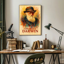 Charles Darwin Watercolor Portrait Art Poster