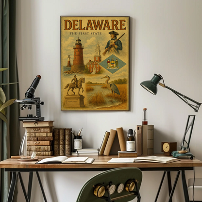 Delaware Founding History Colonial Heritage Travel Poster