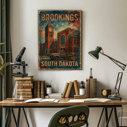 Brookings South Dakota Vintage Charm Cityscape Travel Decor Prairie Vibes Poster