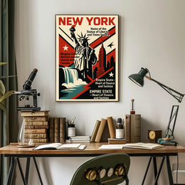 New York Icons Poster Abstract Travel City Wall Art