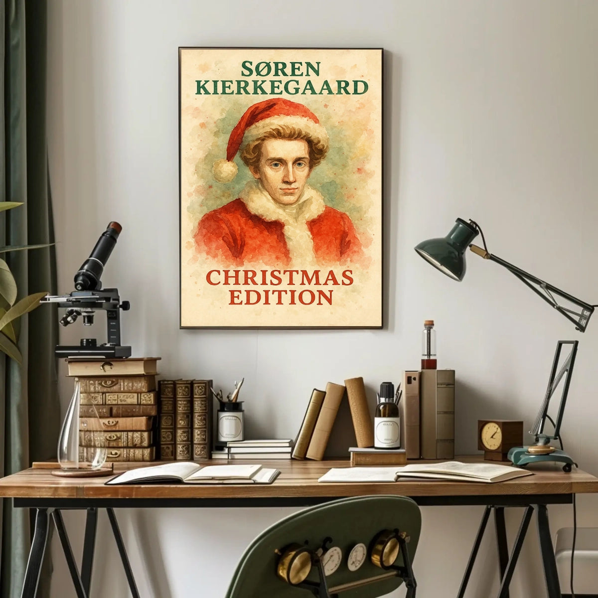Søren Kierkegaard Christmas Edition Artistic Pop Culture Poster