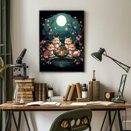 Moonlit Fox Gathering Poster