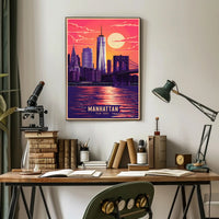 Manhattan Skyline at Sunset Poster