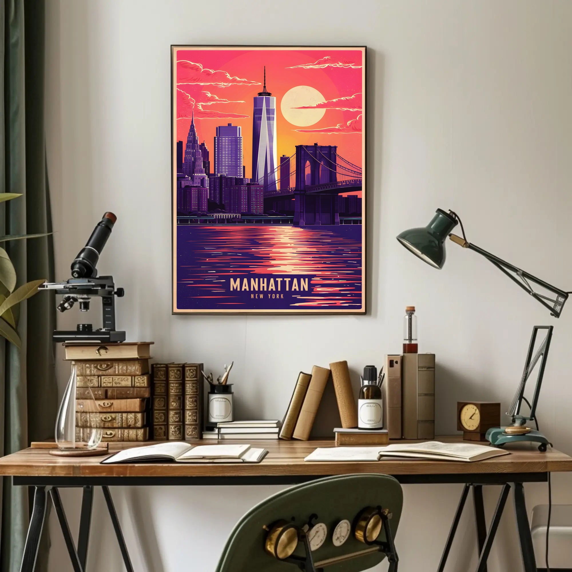 Manhattan Skyline at Sunset Poster