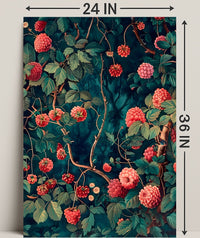 Vibrant Red Floral Scene Artistic Poster