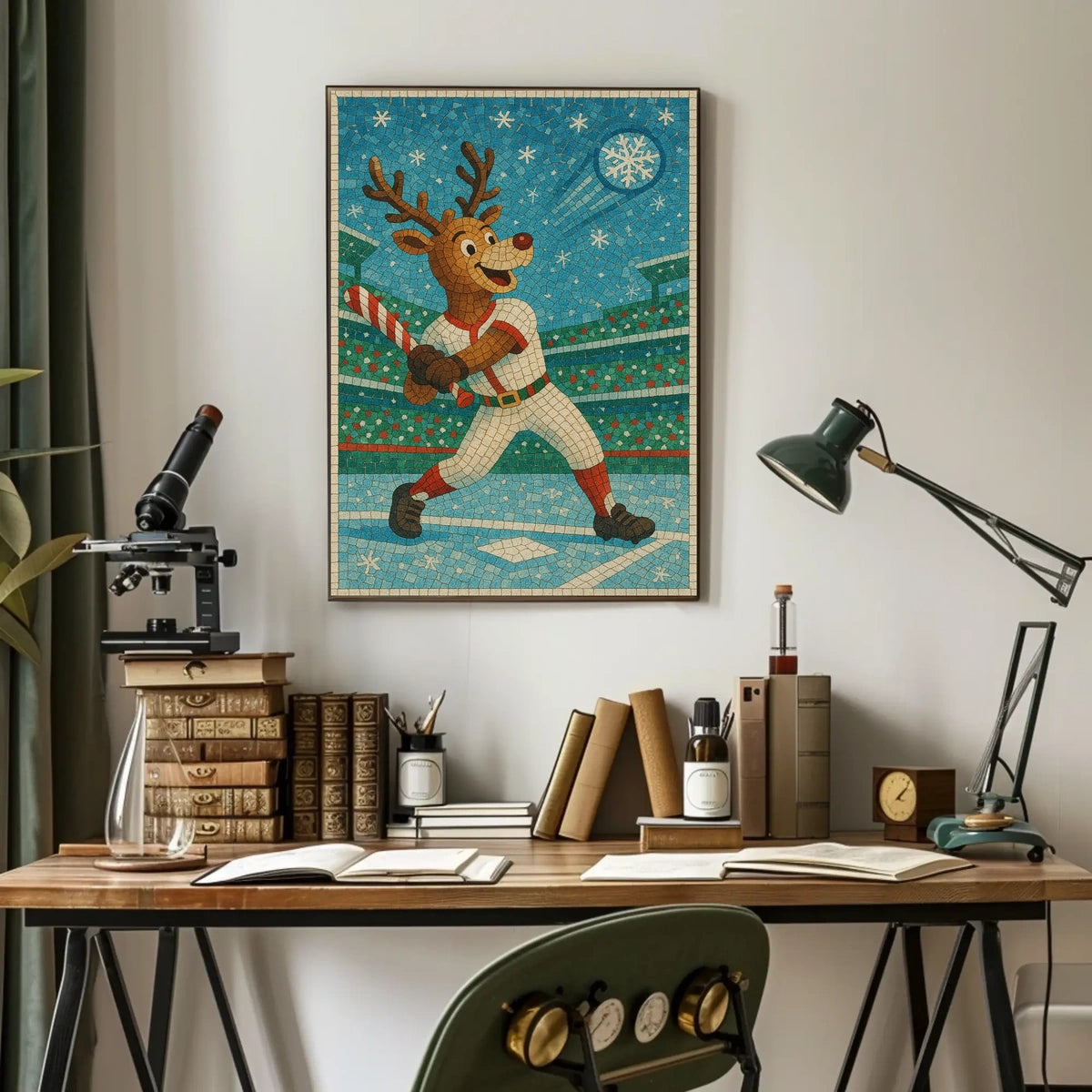Reindeer Baseball Star Poster