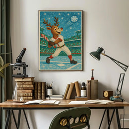 Reindeer Baseball Star Poster