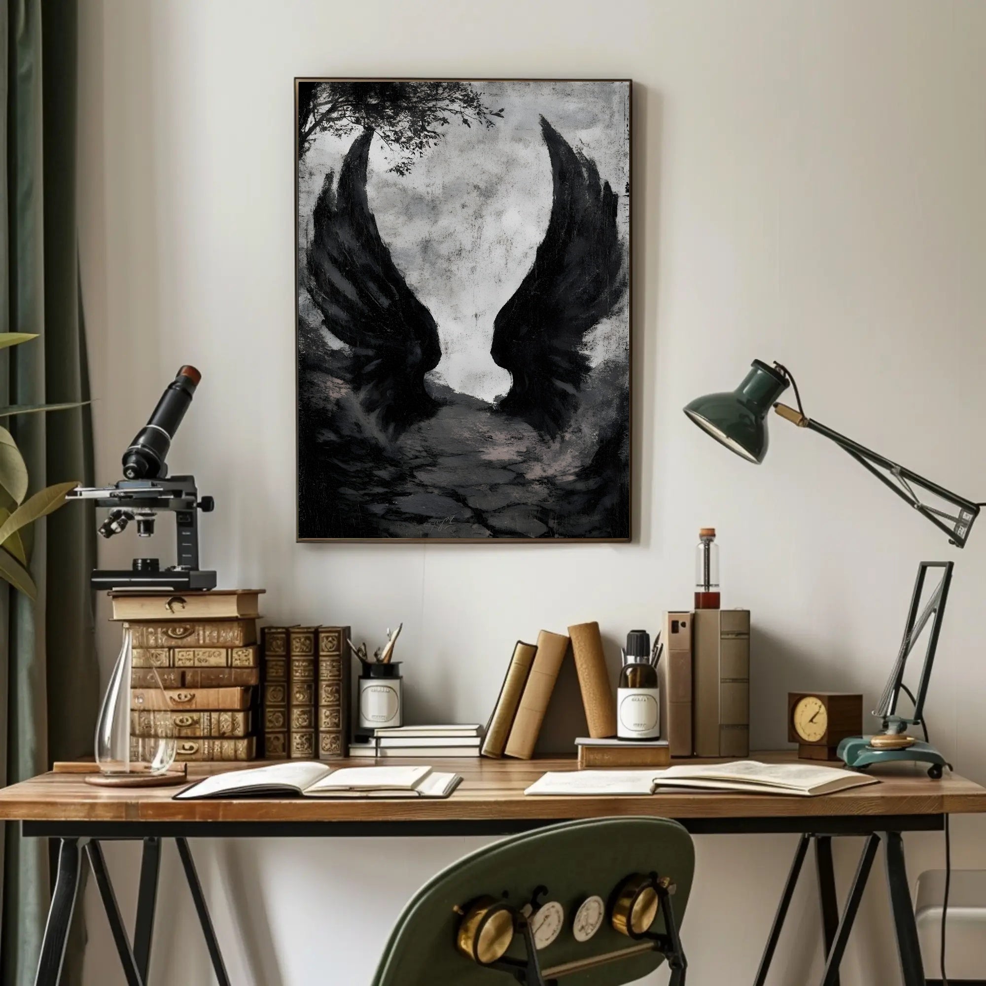 Dark Fantasy Wings Mysterious Scene Poster Fantasy or Mythology Poster PosterGoat