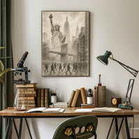 Surreal New York City Illustration Poster Vintage Wall Art