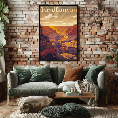 Grand Canyon National Park Sunset Vintage Travel Poster