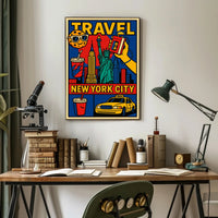 New York City Bold Colorful Skyline Poster Modern Wall Art