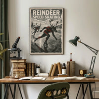 Reindeer Speed Skating: Whimsical Fantasy Sports Poster